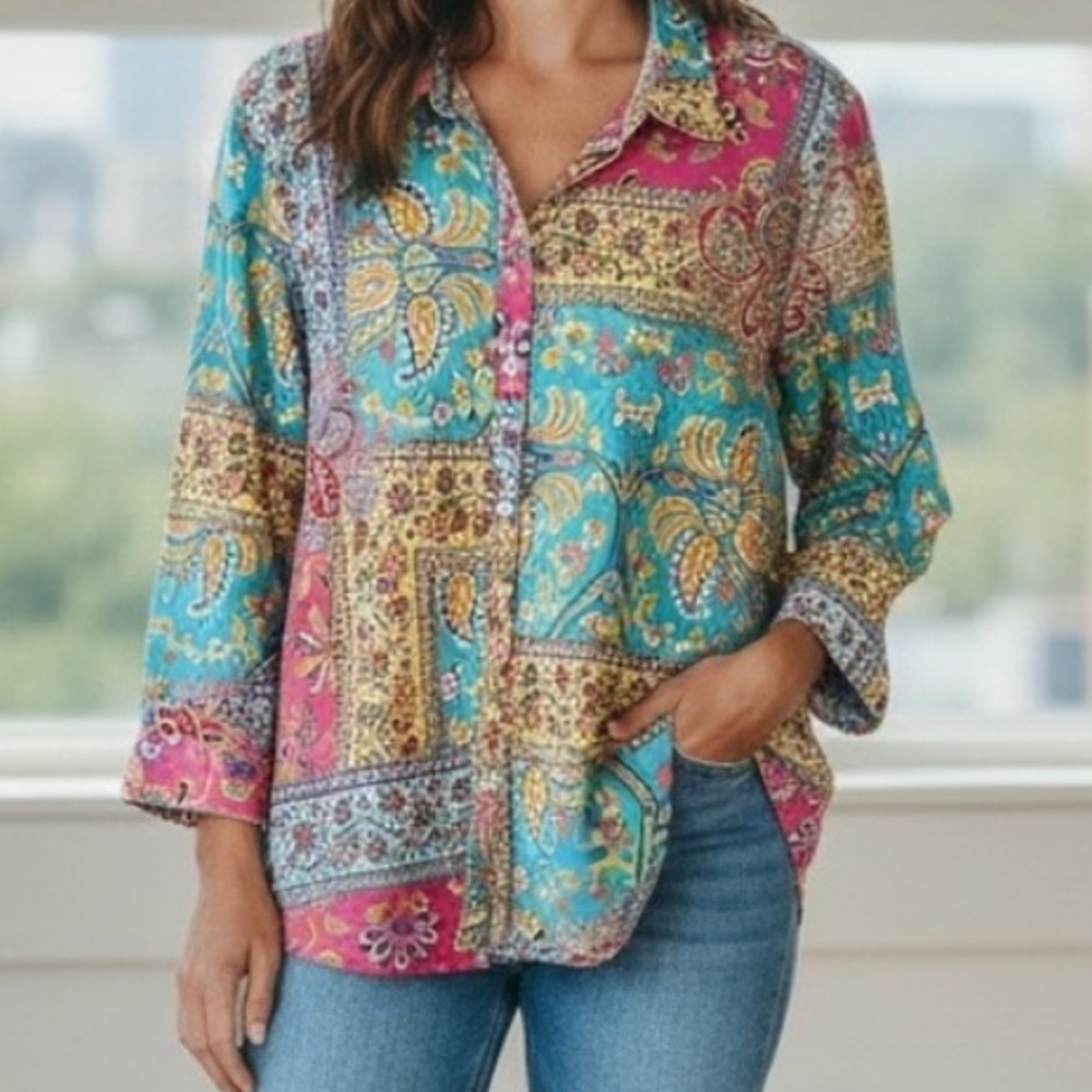 RALPH LAUREN FLORAL PAISLEY BLOUSE! S